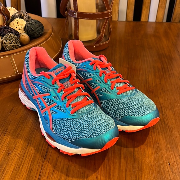 ASICS Gel Cumulus 18 shoes sneakers T6C8N 3906 running coral blue Womens Size 7 - Picture 2 of 13